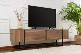 TV staliukas, „Hanah Home“, „Venezia Walnut“, juodas, 180 x 50 x 30