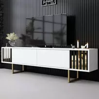 TV staliukas, „Hanah Home“, baltas/auksinis, 180 x 48 x 30