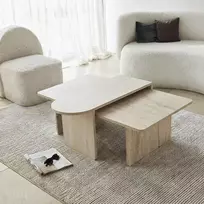 Kavos staliukų komplektas, „Hanah Home“, bronzinis travertinas, 82 x 35 x 60