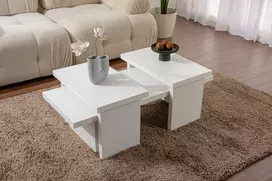 Kavos staliukas, „Hanah Home“, baltas medinis staliukas, 110 x 30 x 45