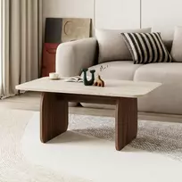 Kavos staliukas, „Hanah Home“, travertinas, Milano riešutmedis, 100 x 42 x 60