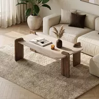 Kavos staliukas, „Hanah Home“, travertinas, „Venezia Walnut“, 147 x 35 x 87