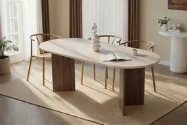Valgomojo stalas, „Hanah Home“, travertinas, „Venezia Walnut“, 200 x 75 x 90