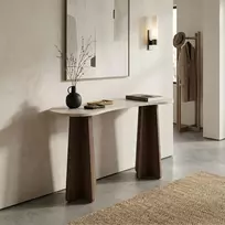 Komoda, „Hanah Home“, travertinas, riešutmedis, 120 x 75 x 35