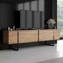 TV staliukas, „Hanah Home“, atlantinė pušis, juodas, 180 x 50 x 30