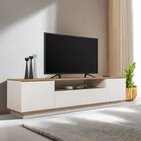 TV staliukas, „Hanah Home“, baltas, atlantinė pušis, 180 x 44,6 x 44,5