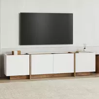TV staliukas, „Hanah Home“, baltas, atlantinė pušis, 180 x 46 x 35