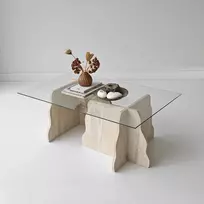 Kavos staliukas, „Hanah Home“, travertinas, skaidrus, 105 x 40 x 65