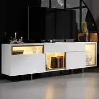 TV staliukas, „Hanah Home“, baltas/auksinis, 180 x 55 x 32
