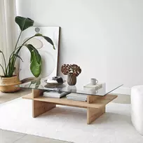 Kavos staliukas, „Hanah Home“, safyro spalvos, permatomas, 105 x 35 x 65