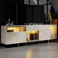 TV staliukas, „Hanah Home“, travertinas, auksinis, 180 x 55 x 32