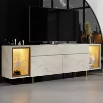 TV staliukas, „Hanah Home“, travertinas, auksinis, 180 x 55 x 32