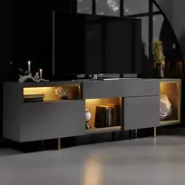 TV staliukas, „Hanah Home“, antracito spalvos, auksinis, 180 x 55 x 32