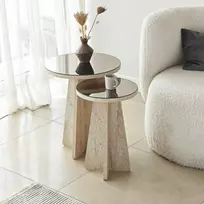 Šoninių staliukų komplektas, „Hanah Home“, travertinas, bronza, 40 x 50