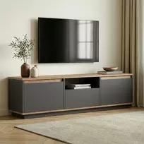 TV staliukas, „Hanah Home“, antracito spalvos, atlantinė pušis, 160 x 42 x 30