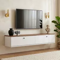 TV staliukas, „Hanah Home“, atlantinė pušis, baltas, 140 x 25 x 25