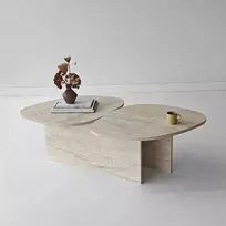 Kavos staliukas, „Hanah Home“, travertinas, 125 x 38 x 60