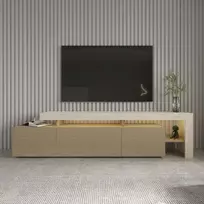 TV staliukas, „Hanah Home“, travertinas, šiltas ąžuolas, 192 x 53 x 37