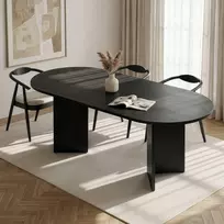 Išskleidžiamas valgomojo stalas, „Hanah Home“, juodos medienos, 160 x 75 x 90