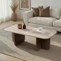 Kavos staliukas, „Hanah Home“, travertinas, „Venezia Walnut“, 120 x 41 x 60