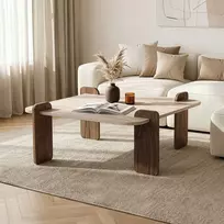Kavos staliukas, „Hanah Home“, travertinas, „Venezia Walnut“, 117 x 35 x 117