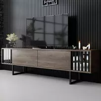 TV staliukas, „Hanah Home“, riešuto spalvos, juodas, 180 x 48 x 30