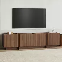 TV staliukas, „Hanah Home“, travertinas, Milano riešutmedis, 180 x 46 x 35