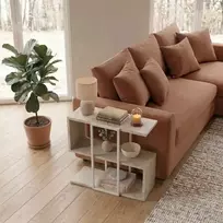 Šoninis staliukas, „Hanah Home“, travertinas, 56 x 56,5 x 25