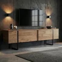 TV staliukas, „Hanah Home“, atlantinė pušis, juodas, 180 x 50 x 30