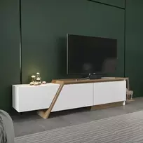 TV staliukas, „Hanah Home“, baltas, riešuto spalvos, 180 x 28,6 x 35