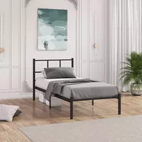 Viengulė lova, „Hanah Home“, juoda, 90 x 200