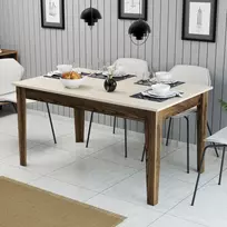 Valgomojo stalas, „Hanah Home“, riešutmedis, travertinas, 145 x 75 x 88