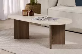 Kavos staliukas, „Hanah Home“, travertinas, „Venezia Walnut“, 119 x 40 x 60