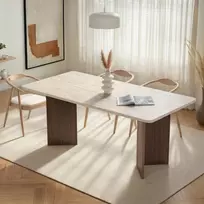 Valgomojo stalas, „Hanah Home“, travertinas, Milano riešutmedis, 180 x 75 x 90