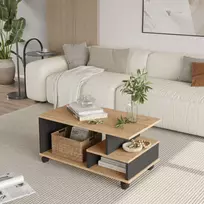 Kavos staliukas, „Hanah Home“, ąžuolo spalvos, antracito spalvos, 90 x 42,5 x 51 cm
