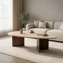 Kavos staliukas, „Hanah Home“, travertinas, Milano riešutmedis, 139,5 x 42 x 79,5