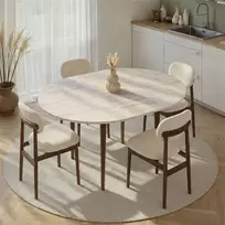 Ištraukiamas valgomojo stalas, „Hanah Home“, travertinas, „Barok Walnut“, 100 x 75 x 100