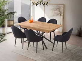 Išskleidžiamas valgomojo stalas, „Hanah Home“, rudas, 160 x 79 x 90