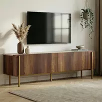 TV staliukas, „Hanah Home“, travertinas, baroko riešutas, auksas, 180 x 45 x 30