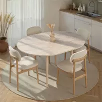 Ištraukiamas valgomojo stalas, „Hanah Home“, travertinas, ąžuolas, 100 x 75 x 100