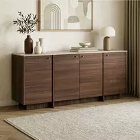 Konsolė, „Hanah Home“, travertinas, Milano riešutmedis, 180 x 82 x 45