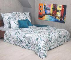 Patalynės užvalkalų komplektas PBG-30, balta sp./žalia sp./pilka sp., 70 x 80 cm, 160 x 200 cm, 3 d.