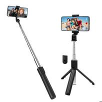 Asmenukių lazda ("Selfie sticks") Selfie lazda - LINQ - Juoda - Ištraukiamas trikojis - Bluetooth nuotolinio valdymo pultas - 360° sukimosi funkcija