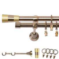 Metalinis Dvigubas Užuolaidų Strypas 260 Cm 19 Mm Antikvarinis Auksas Doris Swivel Ring