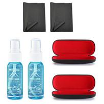 6 dalių rinkinys: 2x 30 ml antifog skystis, 2x šluostė, 2x dėklas