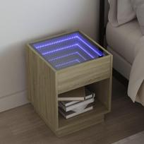 vidaXL Naktinis staliukas su Infinity LED, ąžuolo, 40x40x50cm