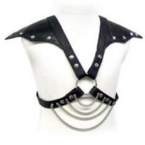 Odiniai krūtinės diržai su pečiais Leather Body, juodi