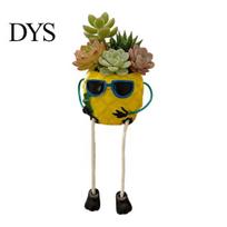 Succulents Planter with Hanging Legs Pineapple Tabletop Planter, Pot Legs, Versatile Unique Office Table Decoration Desktop Organizer, Tropical Fruit rožinė