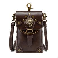 Mini Crossbody Bag Steampunk with Flap Vintage Handbag for Cosplay, Concerts, Travel black
