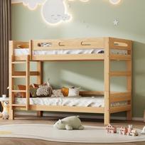 Bunk Bed for Children and Teenagers, Children's Bed, Split into 2 Single Beds, Sturdy Pine Wood Frame, Easy Assembly, Natural, 90x200cm 205 x 101 x 144.5 cm